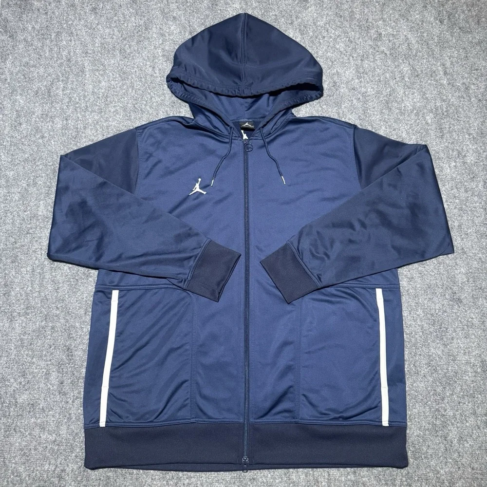 Jordan Jumpman Full Zip Hoodie Track Jacket Men XL Navy w/ White Accents Logo